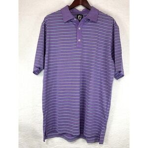 Footjoy Polo Shirt Mens XL Purple/Blue Short Sleeve Golf Striped